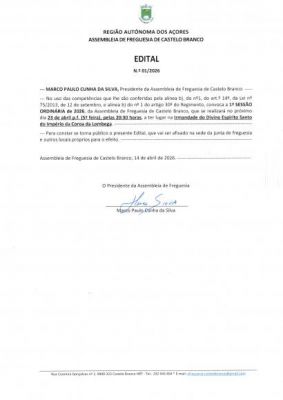 1&ordf; Sess&atilde;o Ordin&aacute;ria de 2026 da Assembleia de Freguesia de Castelo Branco